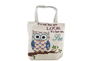 bag cloth_1920 Baykuş Desenli Kumaş Çanta